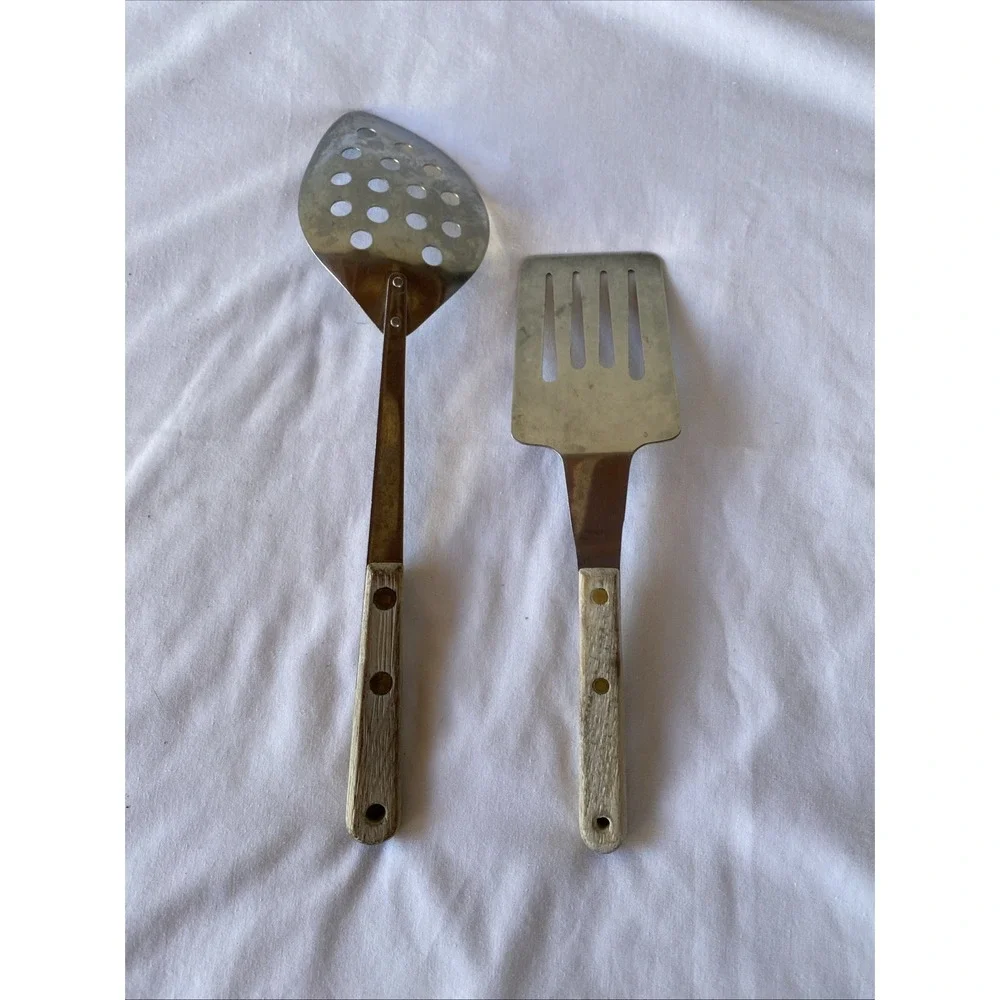 1970's Vintage Stanhome Stainless Steel Slotted Spoon & Vintage Flipper Lot of 2